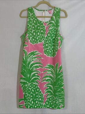 Lilly Pulitzer Perla Shift Dress Size L In Pink Pout Flamenco Print NWOT